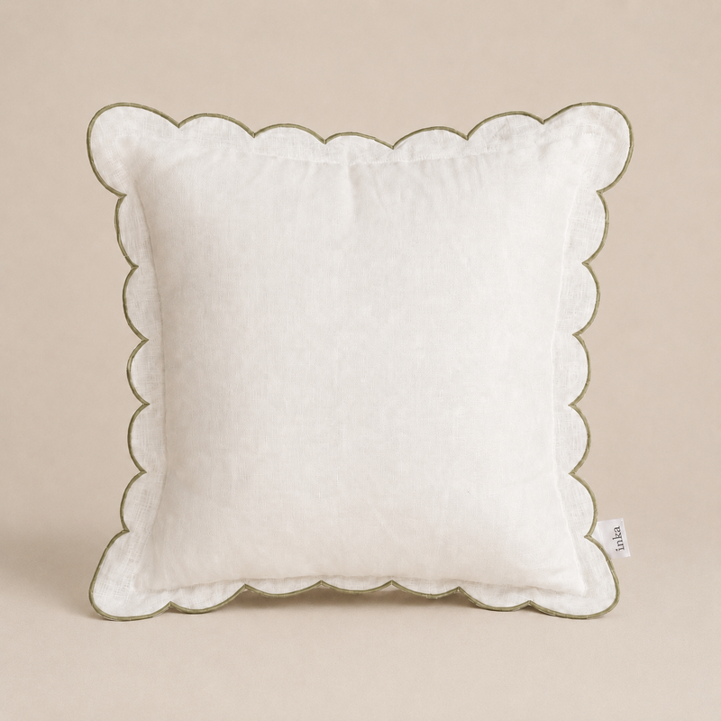 Scallop Edge Linen Cushion 45cm