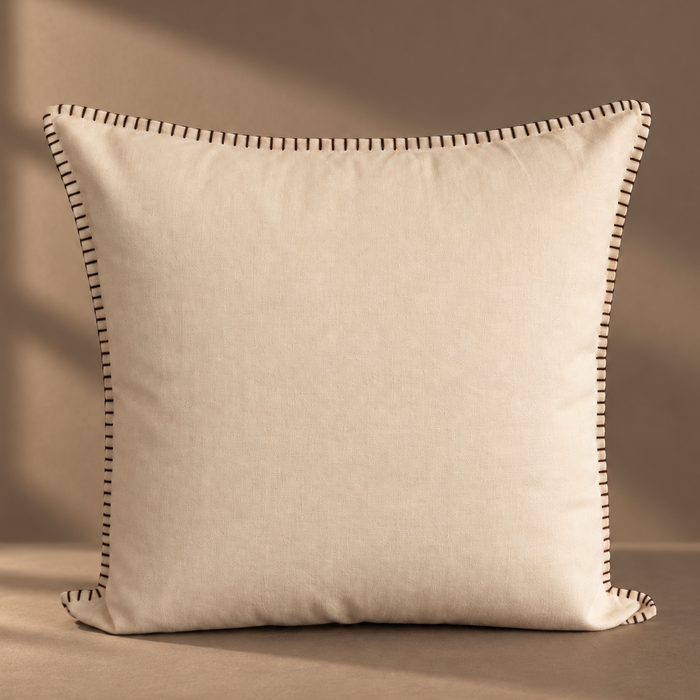 Blanket Stitch Cushion 50cm - Warm Oat