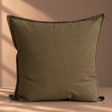 Blanket Stitch Cushion 50cm - Olive Moss