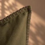 Blanket Stitch Cushion 50cm - Olive Moss
