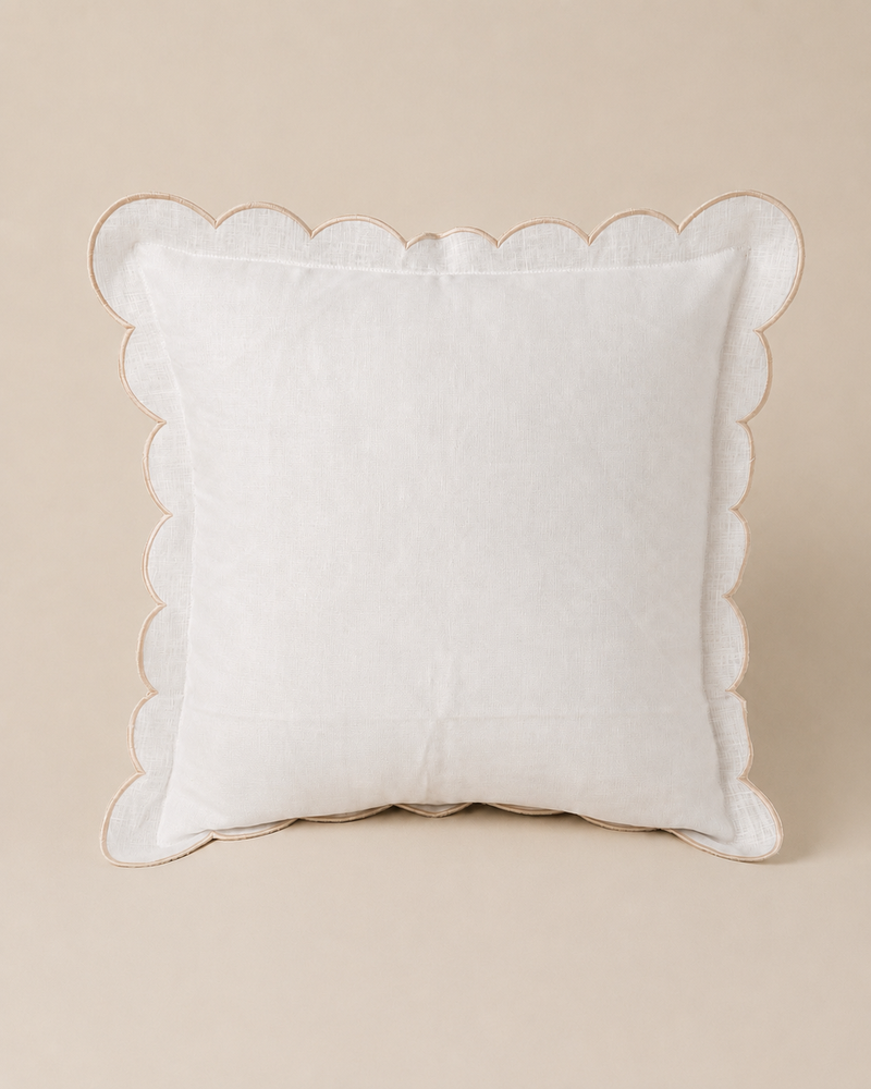 Scallop Edge Linen Cushion 45cm