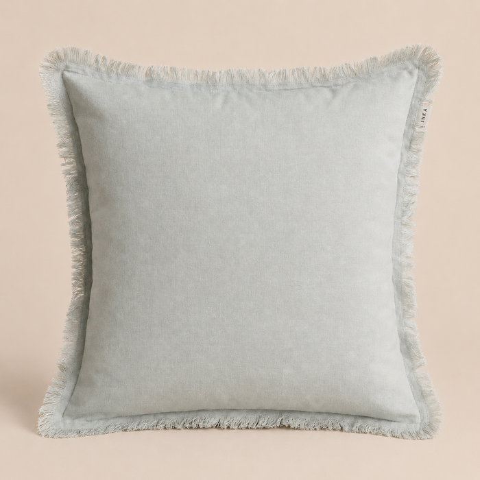 Meadow Fringe Cushion 50cm in Dusty Sage
