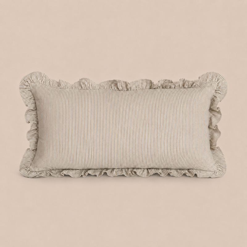 Meadow Stripe Ruffle Boudoir Cushion 30x50cm