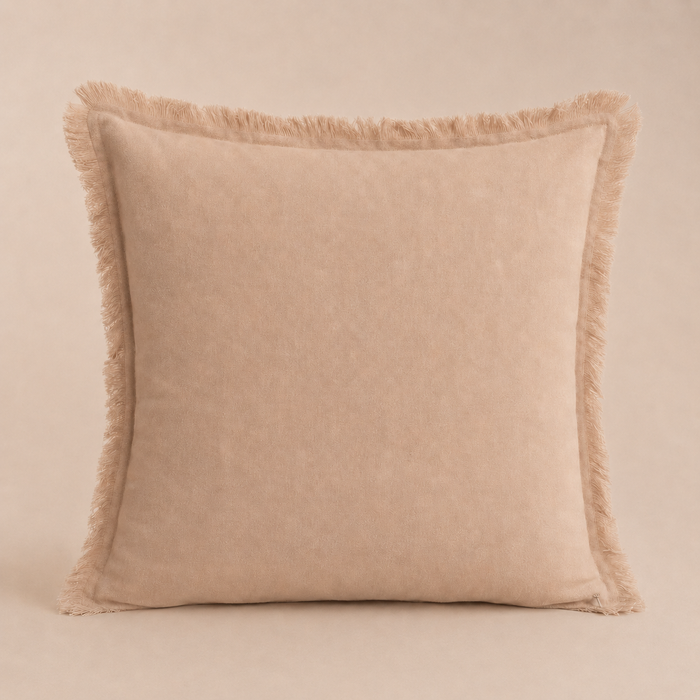 Meadow Fringe Cushion 50cm in Blush Beige