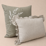 Meadow Green Stripe Ruffle Boudoir Cushion 30x50cm