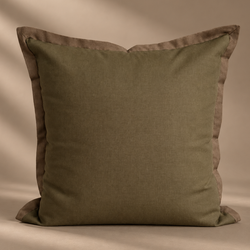 Quiet Contrast Cushion 50cm - Olive/Taupe