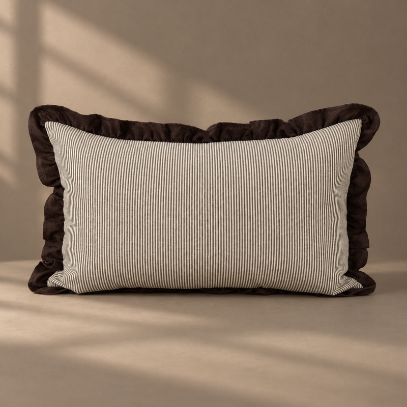 Hazelnut Stripe Ruffle Boudoir 30x50cm