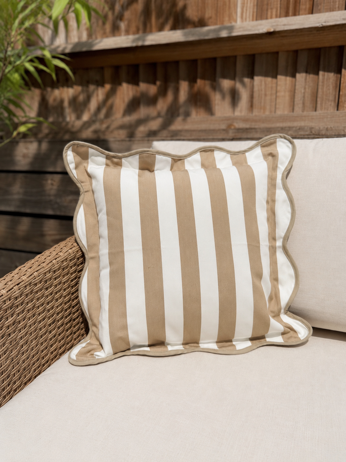 Scallop Stripe Outdoor Cushion 45cm in Sand Stripe
