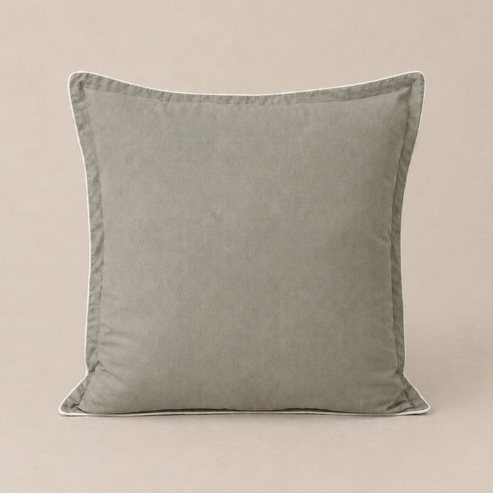 Folded Edge Piped Cushion 50cm in Dusty Olive