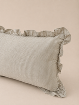 Meadow Green Stripe Ruffle Boudoir Cushion 30x50cm