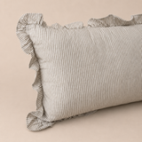 Meadow Green Stripe Ruffle Boudoir Cushion 30x50cm