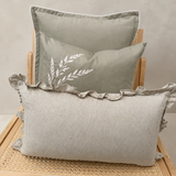 Meadow Green Stripe Ruffle Boudoir Cushion 30x50cm