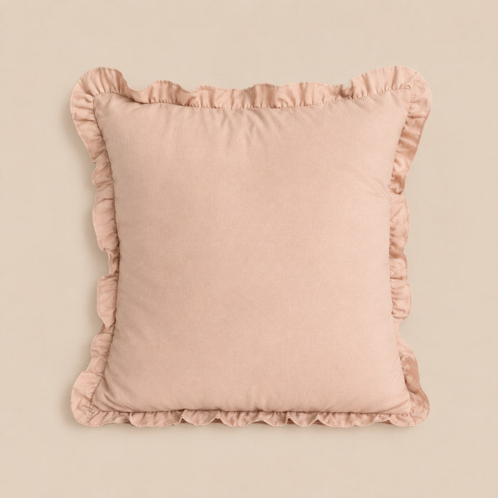 Meadow Ruffle Cushion 50cm in Blush Beige