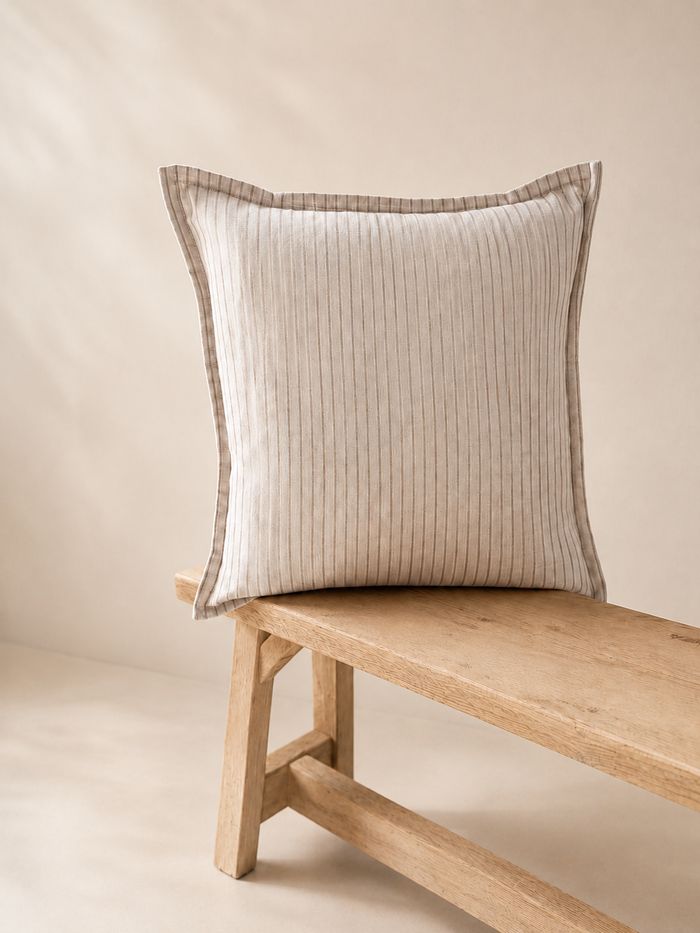 Oat Meadow Stripe Linen Cushion 45x45cm