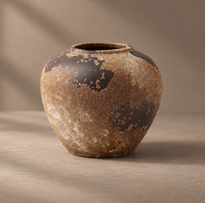 Small Chocolate Textured Ceramic Vase