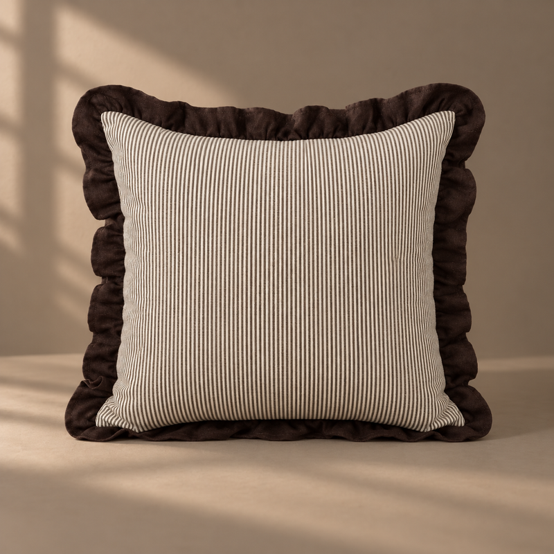 Hazelnut Stripe Ruffle - 45x45cm