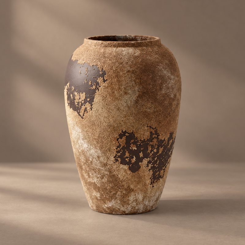Tall Chocolate Textured Ceramic Vase