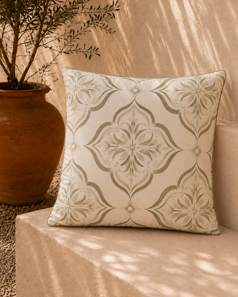 Outdoor Olive Tile Cushion Cover 50cm